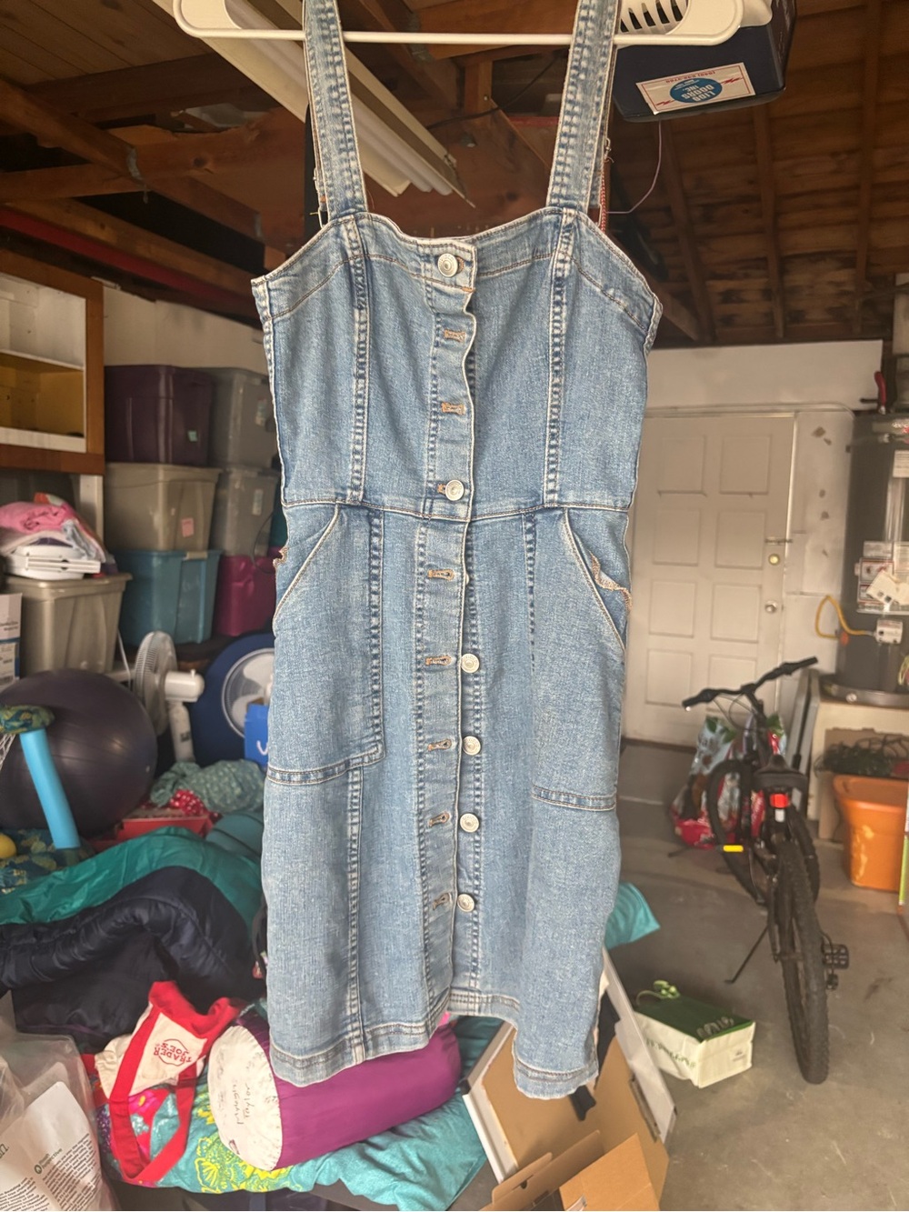 H&M Button-Front Denim Dress - Light Blue